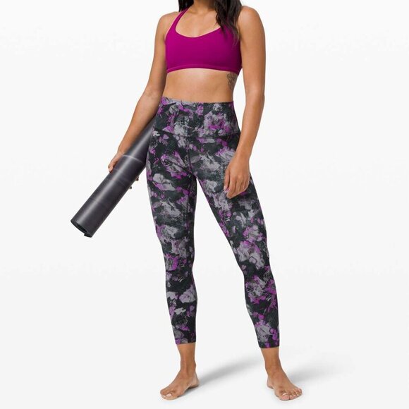 LULULEMON Align High Rise Pant 25” in Floral Shift Multi Grey & Purple New - Picture 1 of 5